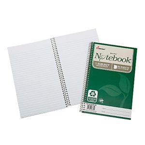 SKILCRAFT Spiral Notebook, 6" x 9-1/2", 1 Subject, College Rule, 80 Sheets, 100% Recycled, Green, Pack of 3