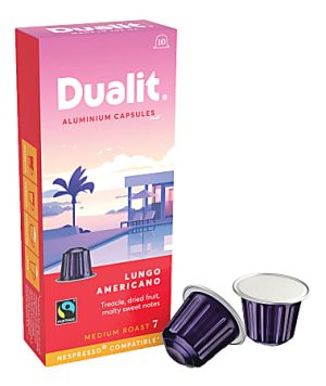 Dualit and Nespresso Compatible Aluminum Coffee NX Freshpacks, Lungo Americano Espresso, Carton Of 100