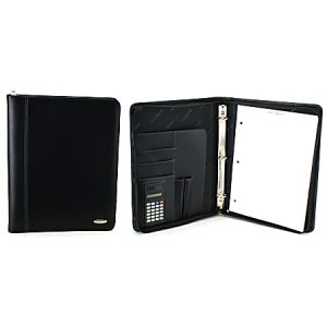 Samsonite Zip-Around Vinyl 3-Ring Padfolio, 13 1/2" x 11" x 2", black