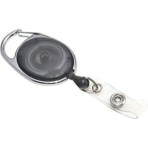 Advantus Retractable Caribiner-Style ID Reels, Smoke, Pack Of 12