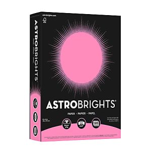 Astrobrights Color Multi-Use Printer & Copier Paper, Letter Size (8 1/2" x 11"), Ream Of 500 Sheets, 24 Lb, Pulsar Pink