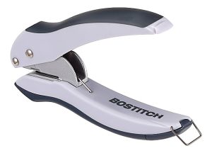 Bostitch EZ Squeeze One-Hole Punch, 10 Sheet Capacity, Black/Gray