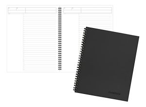 Cambridge Limited 30% Recycled Business Notebook, 8 1/4" x 11", 1 Subject, Wide Ruled, 80 Sheets, Black (06064)