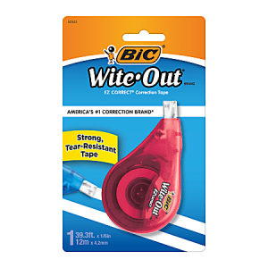 BIC Wite Out Brand EZ Correct Correction Tape, 1/6" x 471 3/5", White, Pack of 1