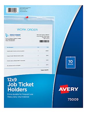 Avery Vinyl Job Ticket Holder, 9" x 12", Pack Of 10