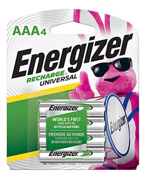 Energizer Rechargeable NiMH AAA Batteries, Pack Of 4
