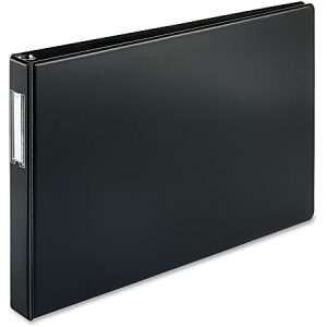 Business Source Round Ring Reference Binder, 1" Ring, 11" x 17", Black