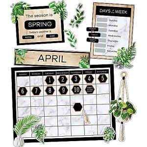 Schoolgirl Style Simply Boho Calendar Bulletin Board Set, Set Of 85 Pieces