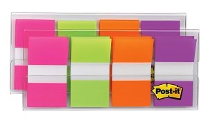 Post-it Flags, 1" x 1 -11/16", Assorted Colors, 20 Flags Per Pad, Pack Of 8 Pads