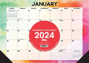 2024 Willow Creek Press Desk Pad Calendar, 12" x 17", Rainbow Gradient, January To December