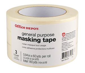 Office Depot Brand General-Purpose Masking Tape, 0.94" x 60 Yd., Pack Of 3 Rolls