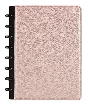 TUL Discbound Notebook With Pebbled Leather Cover, Junior Size, Narrow Ruled, 60 Sheets, Rose Gold