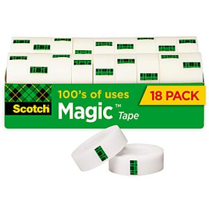 Scotch Magic Invisible Tape, 3/4" x 1000", Clear, Pack of 18 rolls