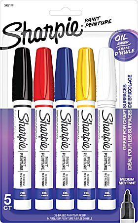 Sharpie Paint Markers, Medium Point, Assorted Colors, Pack Of 5 Markers