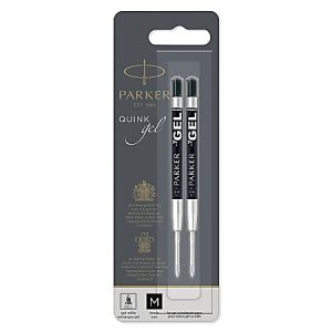 Parker Gel-Ink Refills, Medium Point, 0.7 mm, Black, Pack Of 2 Refills