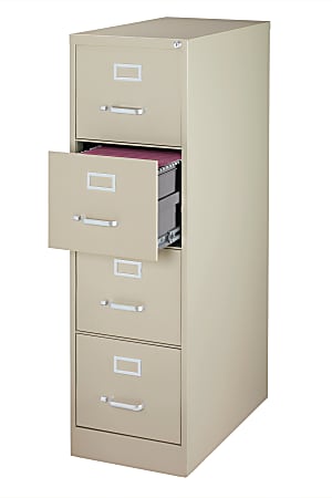 WorkPro 26-1/2"D Vertical 4-Drawer Letter-Size File Cabinet, Putty