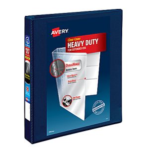 Avery Heavy-Duty View 3 Ring Binder, 1" One Touch EZD Rings, Navy Blue, 1 Binder
