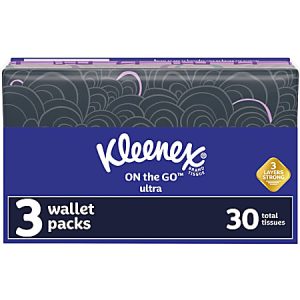 Kleenex Unscented Slim Wallet Facial Tissues, 10 Tissues Per Pack, Box Of 3 Packs
