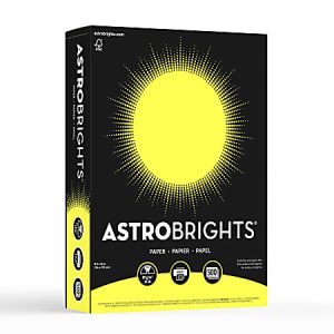 Astrobrights® Color Multi-Use Printer & Copier Paper, Letter Size (8 1/2" x 11"), Ream Of 500 Sheets, 24 Lb, Lift-Off Lemon