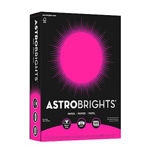 Astrobrights® Color Multi-Use Printer & Copier Paper, Letter Size (8 1/2" x 11"), Ream Of 500 Sheets, 24 Lb, Fireball Fuchsia