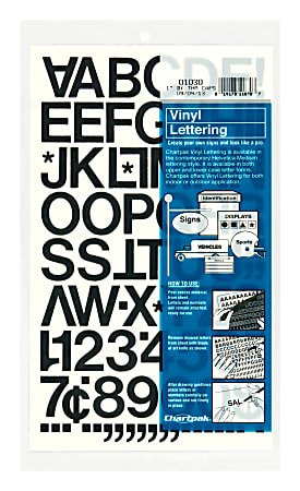 Chartpak Pickett Vinyl Letters And Numbers, 1", Black