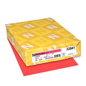 Wausau Astrobrights Printable Multipurpose Cards, 8 1/2" x 11", 65 Lb, Rocket Red, Pack Of 250 Cards