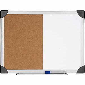Lorell Dry-Erase Cork Combo Board, 36" x 24", Aluminum Frame With Silver Finish