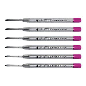 Monteverde Soft Roll Parker Style Ballpoint Refills, Medium Point, 0.7 mm, Pink, Pack Of 6