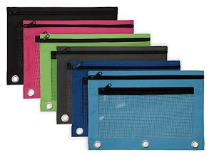 Office Depot Brand Pencil Pouch With Mesh Window, 7" x 9 3/4", Assorted Colors