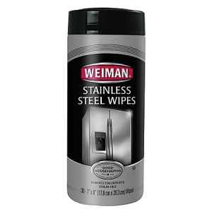 Weiman Stainless Steel Wipes, 7" x 8", Canister Of 30