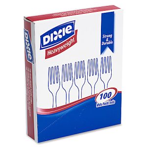 Dixie® Heavyweight Utensils, Forks, White, Box Of 100 Forks