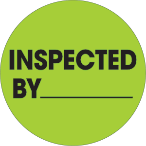Tape Logic Preprinted Special Handling Labels, DL1266, Inspected By, Round, 2", Fluorescent Green, Roll Of 500