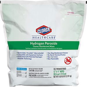 Clorox Healthcare Hydrogen Peroxide Disinfecting Wipes, 12" x 11", Pack Of 185