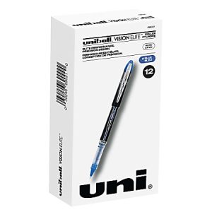 uniball® Vision Elite Rollerball Pen, Fine Point, 0.5 mm, Dark Gray Barrel, Blue Ink
