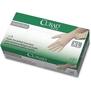 Medline Powder-free Stretch Vinyl Exam Gloves - X-Large Size - Vinyl - Cream - Stretchable, Powder-free, Latex-free, Non-sterile, Beaded Cuff - For Multipurpose - 130 / Box - 9.50" Glove Length