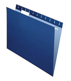 Office Depot Brand 2-Tone Hanging File Folders, 1/5 Cut, 8 1/2" x 11", Letter Size, Navy, Box Of 25 Folders