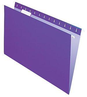 Office Depot Brand 2-Tone Hanging File Folders, 1/5 Cut, 8 1/2" x 14", Legal Size, Purple, Box Of 25 Folders