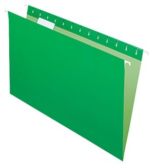 Office Depot Brand 2-Tone Hanging File Folders, 1/5 Cut, 8 1/2" x 14", Legal Size, Green, Box Of 25 Folders