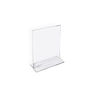 Azar Displays Double-Foot Acrylic Sign Holders, 6" x 4", Clear, Pack Of 10