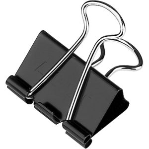 ACCO Binder Clips, 1.25" W, 0.625" Capacity, Black/Silver, Pack Of 12