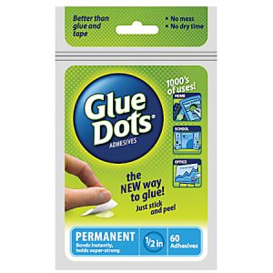 Permanent Glue Dots, Blue, Pack Of 60