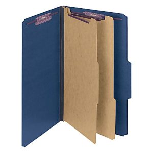 Smead Classification Folders, Top-Tab With SafeSHIELD Coated Fasteners, 2" Expansion, Legal Size, 50% Recycled, Dark Blue, Box Of 10