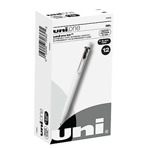 Uni-Ball One Retractable Gel Pens, Medium Point, 0.7 mm, White Barrel, Black Ink, Pack Of 12 Pens