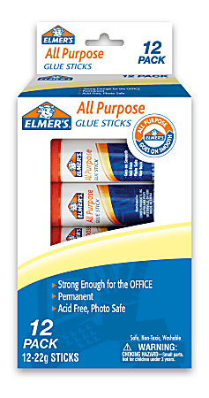 Elmer's Office Strength Glue Sticks, All Purpose, 0.77 Oz, Clear, Pack Of 12