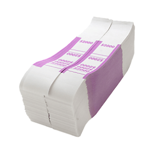 Sparco Kraft Paper ABA Bill Straps, 2,000, Violet/White, Box Of 1,000