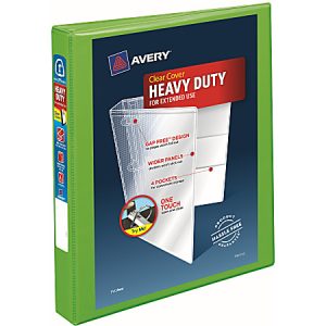 Avery Heavy-Duty View 3-Ring Binder With Locking One-Touch EZD Rings, 1" D-Rings, 42% Recycled, Chartreuse