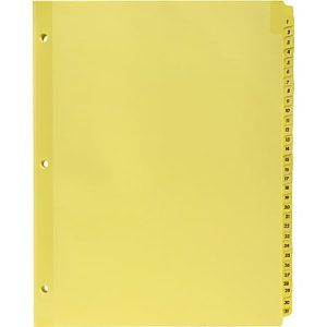 Sparco 1-31 Index Dividers, 8-1/2" x 11", Buff