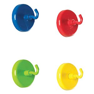 Learning Resources Super Strong Magnetic Hooks, 1 1/2", 20 Lb, Assorted Colors, 4 Hooks Per Pack, Set Of 2 Packs