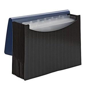Smead Poly Frequency Expanding File, 12 Pockets, 9 1/2" x 13", Black/Blue