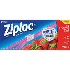 Ziploc Gallon Storage Slider Bags, Blue, Pack Of 68 Bags